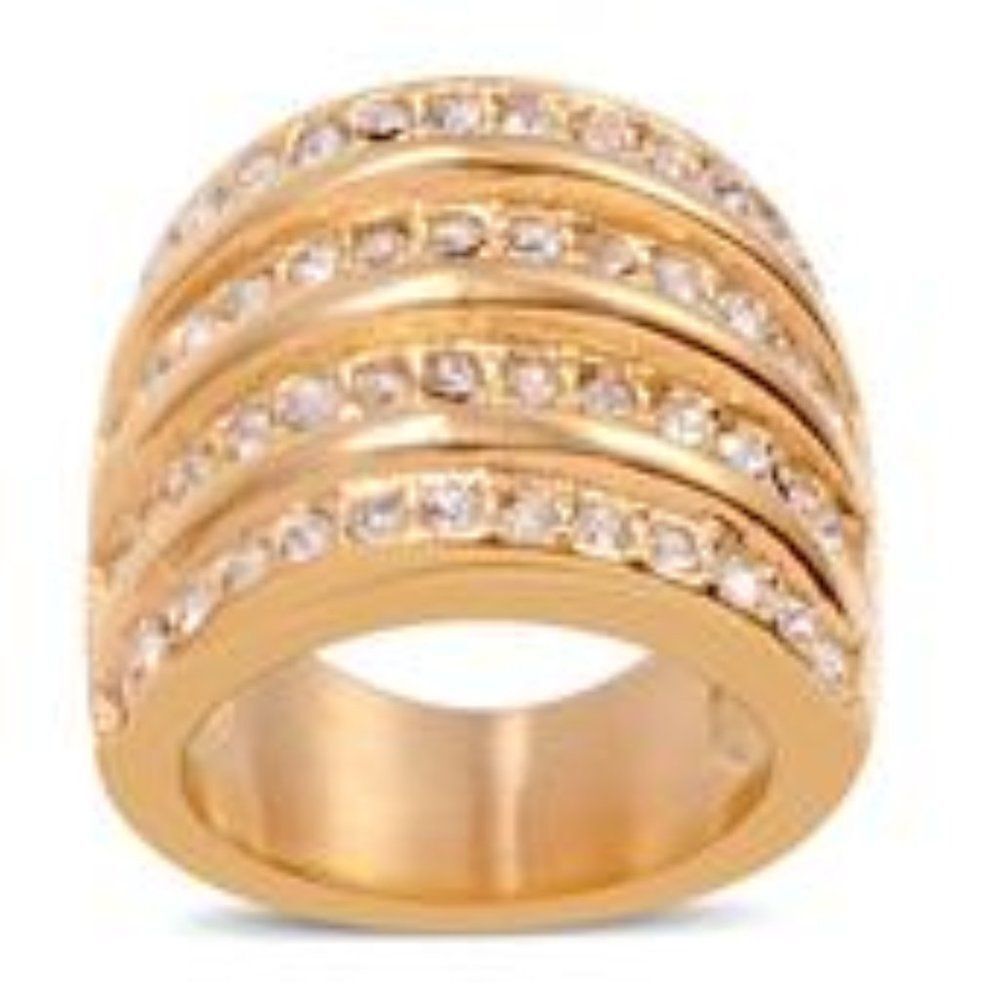 Austrian Crystal Ring in ION Plated YG